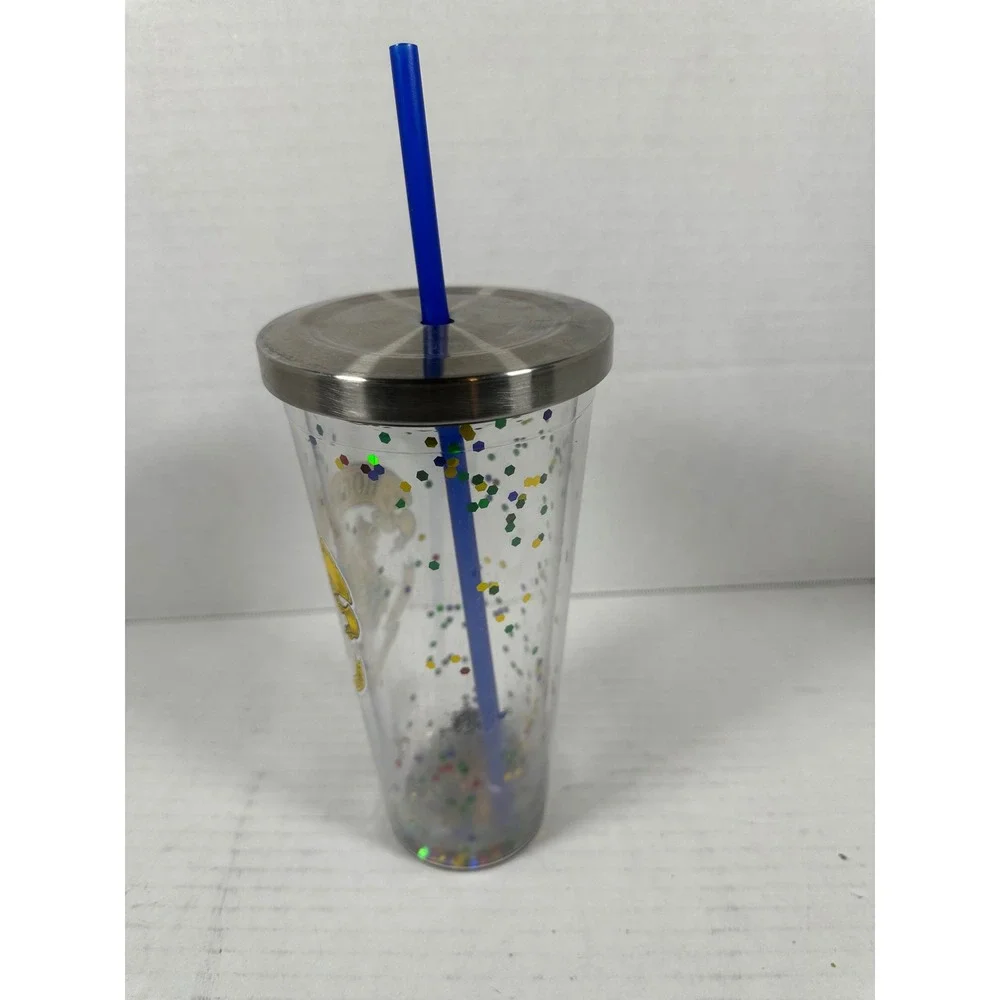 Harry Potter Hogwarts Glitter Confetti Tumbler Cup w/ Straw‎ Lid Drinkware